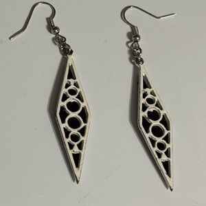Retro Black and White Geometric Earrings